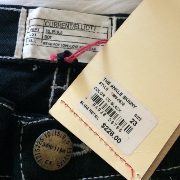Current Elliott The Skinny Ankle Black Southwest Aztec Print Jeans Size 23 NEW - Picture 6 of 12